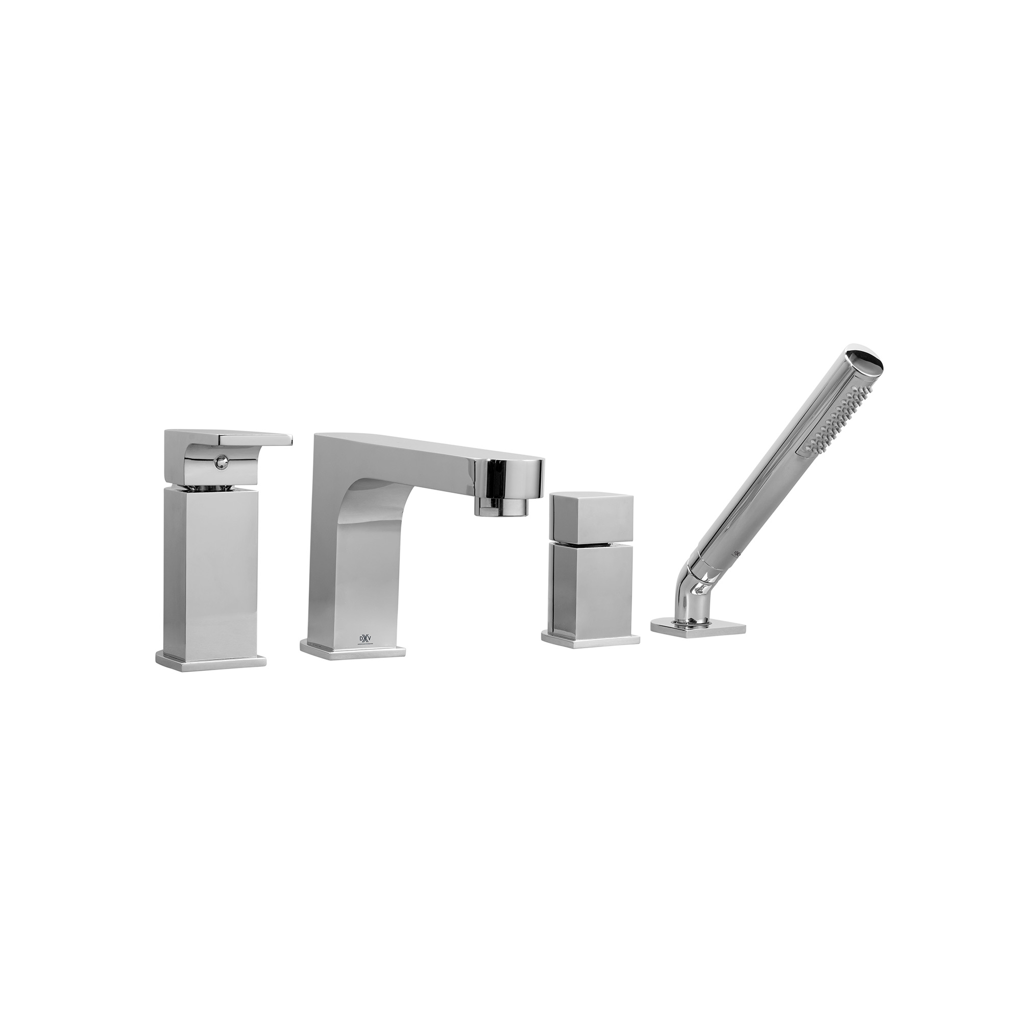 Equility Single Handle Deck Mount Bathtub Faucet with Hand Shower and Lever Handle